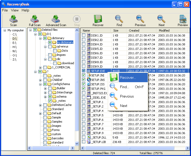 RecoveryDesk Screenshot